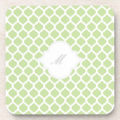 Groen Marokkaans Patroon met Monogram Cork Onderze Onderzetter (Voorkant)