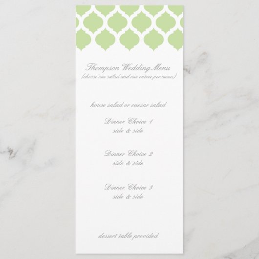 Groen Marokkaans Pattern Wedding Menus Menu (Achterkant)