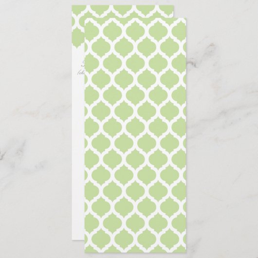 Groen Marokkaans Pattern Wedding Menus Menu (Voorkant / Achterkant)