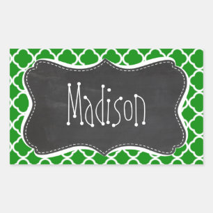Groen Marokkaans Quatrefoil; Chalkboard look Rechthoekige Sticker