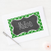 Groen Marokkaans Quatrefoil; Chalkboard look Rechthoekige Sticker (Envelop)