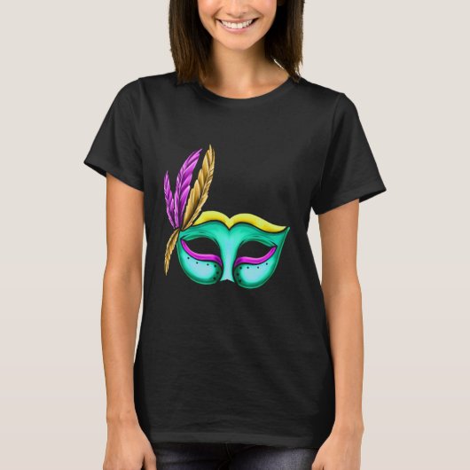 Groen masker voor mardi gras t-shirt (Voorkant)