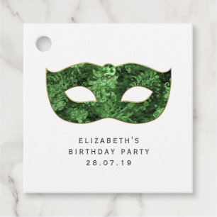  Groen Masquerade Masker en Damask Bedankjes Labels