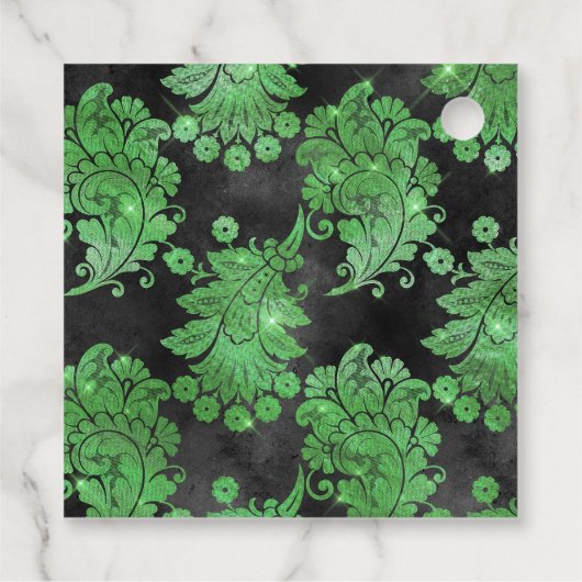  Groen Masquerade Masker en Damask Bedankjes Labels (Achterkant)