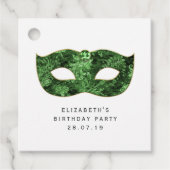  Groen Masquerade Masker en Damask Bedankjes Labels (Voorkant)