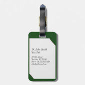 Groen medisch klembord met stethoscoop bagagelabel (Achterkant verticaal)