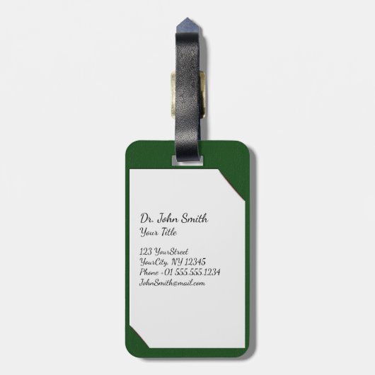Groen medisch klembord met stethoscoop bagagelabel (Achterkant verticaal)