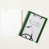 Groen medisch klembord met stethoscoop planner (Display)