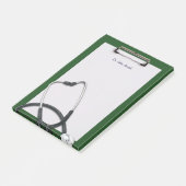 Groen medisch klembord met stethoscoop post-it® notes (Schuin)