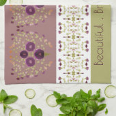 Groen meel en paarse bloem theedoek (Gevouwen)