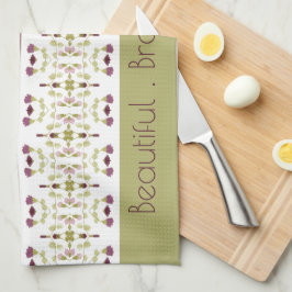 Groen meel en paarse bloem theedoek