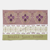 Groen meel en paarse bloem theedoek (Horizontaal)