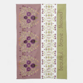 Groen meel en paarse bloem theedoek (Verticaal)