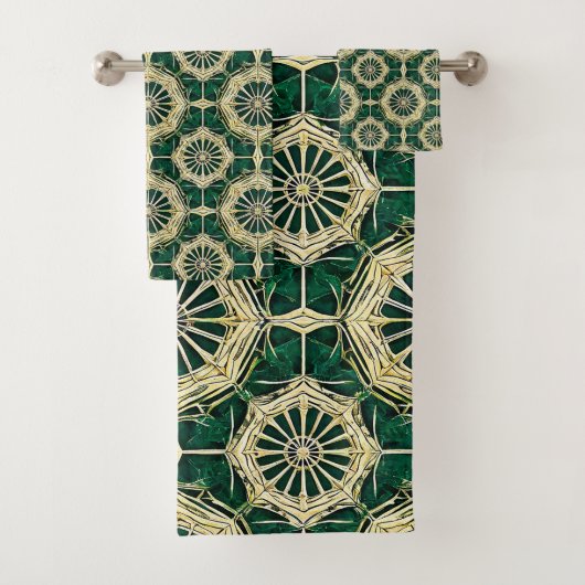 Groen meerkleurig patroon bad handdoek (Insitu)