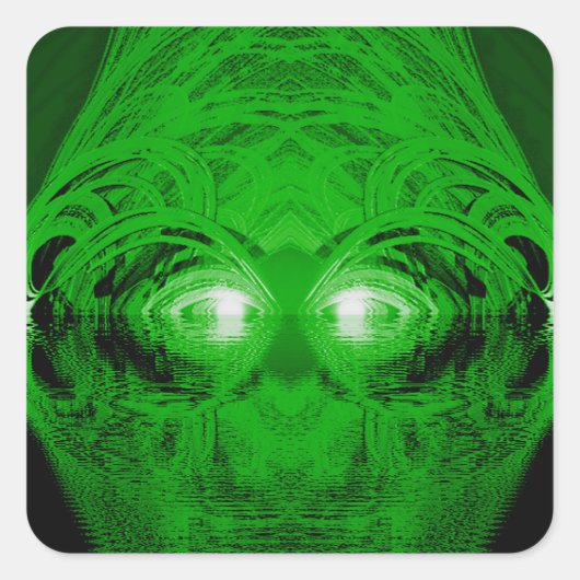 Groen meerwezen vierkante sticker (Voorkant)