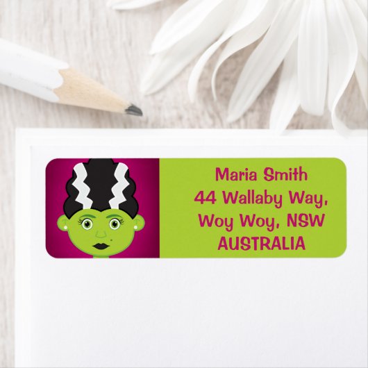 Groen meisje monster etiket (Insitu)