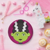Groen meisje monster papieren bordje (Feest)