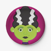 Groen meisje monster papieren bordje (Voorkant)
