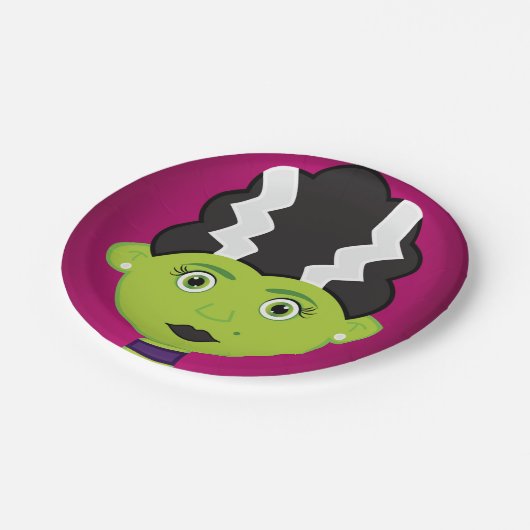 Groen meisje monster papieren bordje (Gekanteld)