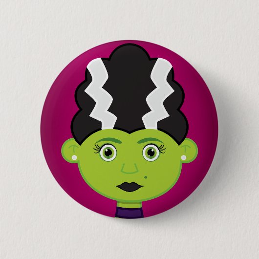Groen meisje monster ronde button 5,7 cm (Voorkant)