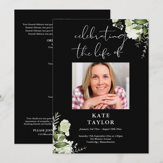 Groen Memorial Funeral Order Of Service Programmakaart (Voorkant / Achterkant)