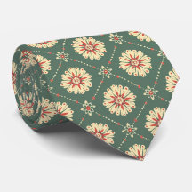 Groen met beige bloemenpatroon