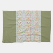 Groen met bloemenontwerp theedoek (Horizontaal)