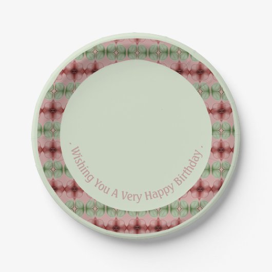 Groen met bloemmotief papieren bordje (Voorkant)