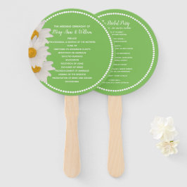 Groen met Daisies Trouwprogramma Fan Handwaaier