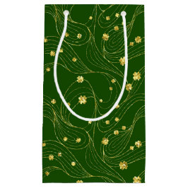 GROEN MET DIN GOLD LINKS EN GROENE SHAMROCKS KLEIN CADEAUZAKJE
