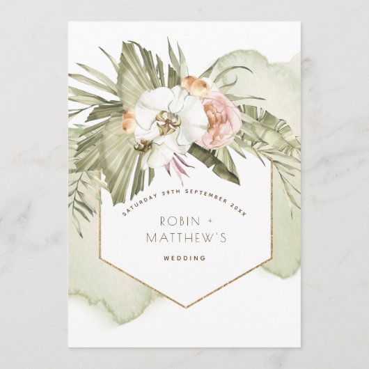 Groen met elegante menu-/plaatskaart gedroogd palm menu (Achterkant)