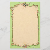  groen met Floral Border Briefpapier (Voorkant)