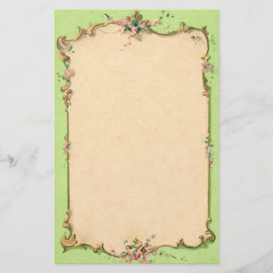 groen met Floral Border Briefpapier