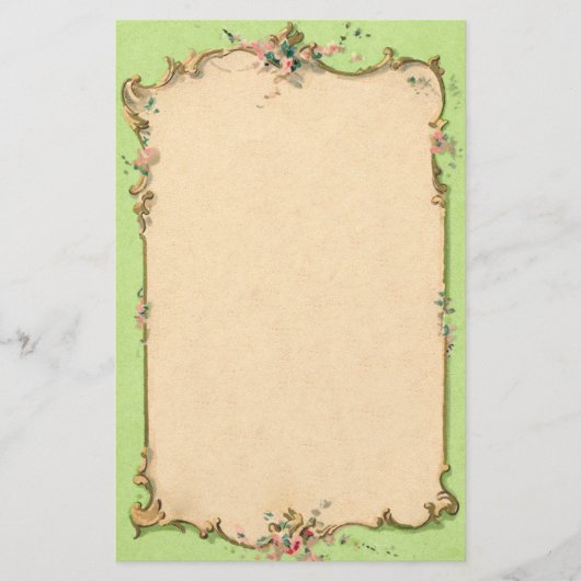  groen met Floral Border Briefpapier (Voorkant)