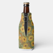 GROEN MET GEEL & GOUDEN HERFST ZONNEBLOEMEN FLESJESKOELER (Fles Achterkant)