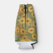 GROEN MET GEEL & GOUDEN HERFST ZONNEBLOEMEN FLESJESKOELER (Achterkant)