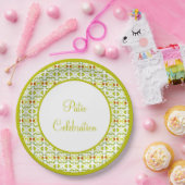 Groen met geel papieren bordje (Feest)