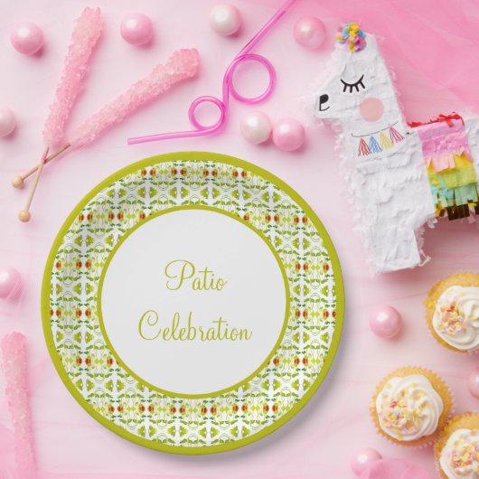 Groen met geel papieren bordje (Feest)