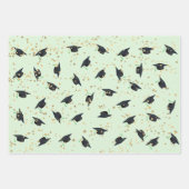 Groen met Gold Foil-accessoires, ingesteld op 3 Af Inpakpapier Vel (Voorkant)