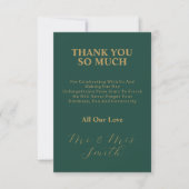 Groen met Goud Elegant Script Wedding Photo Bedankkaart (Voorkant)