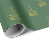 Groen met Gouden Boom Kerstmis Cadeaupapier (Rol Hoek)
