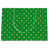 Groen met Gouden Glitter Stippen Groot Cadeauzakje (Voorkant)