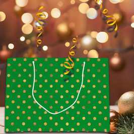 Groen met Gouden Glitter Stippen Groot Cadeauzakje