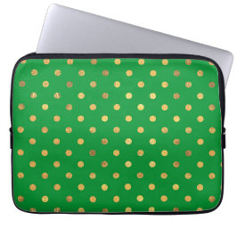 Groen met Gouden Glitter Stippen Laptop Sleeve