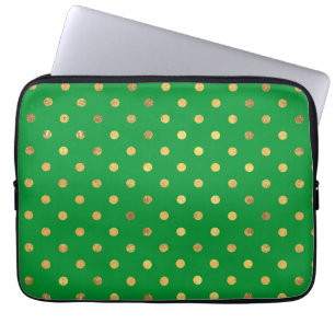 Groen met Gouden Glitter Stippen Laptop Sleeve