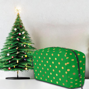 Groen met Gouden Glitter Stippen Toilettasje