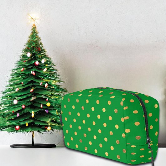 Groen met Gouden Glitter Stippen Toilettasje