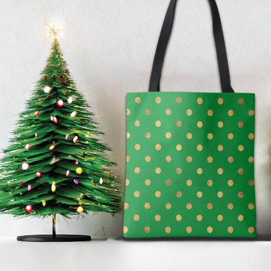 Groen met Gouden Glitter Stippen Tote Bag