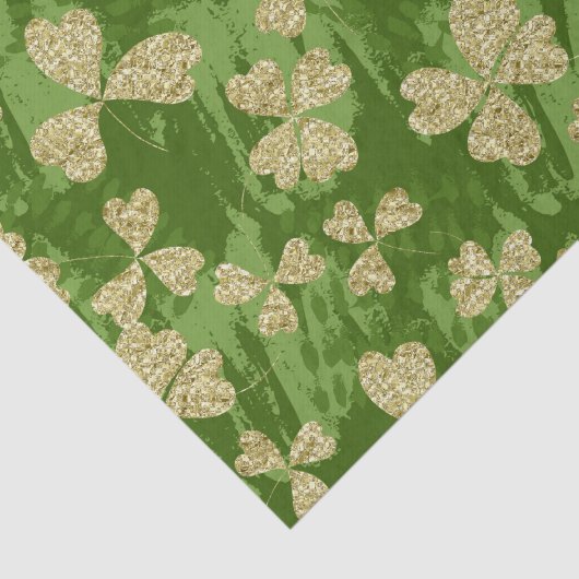 GROEN MET GOUDEN SHAMROCKS TISSUEPAPIER (Detail)
