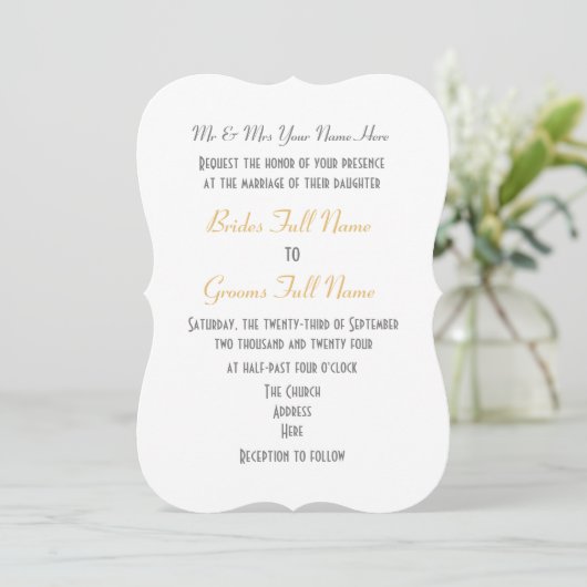 Groen met goudvocht met witte kant bruiloft kaart (Staand voorkant)